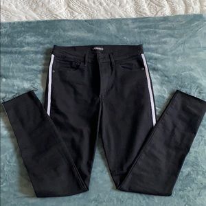 EXPRESS High Rise Legging Jeans w/ White Stripe